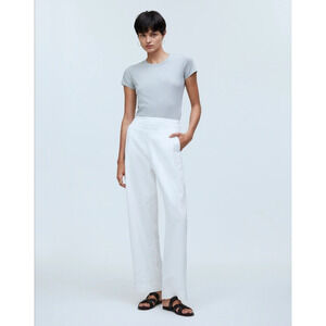 Madewell Pull On Straight Crop Cotton Linen Pants US Women's 2 New